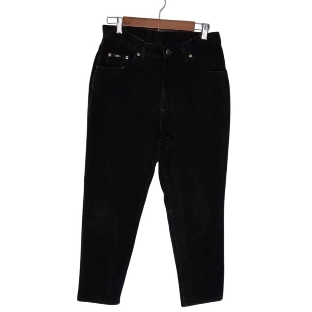Vintage Lee Jeans Womens 12 Black High Rise Tapered Leg Denim 90s USA Classic - Picture 3 of 14